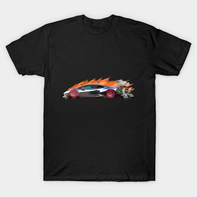 Stego-Soar Towing Rollerblade Skater Into Red Shift T-Shirt by vivachas